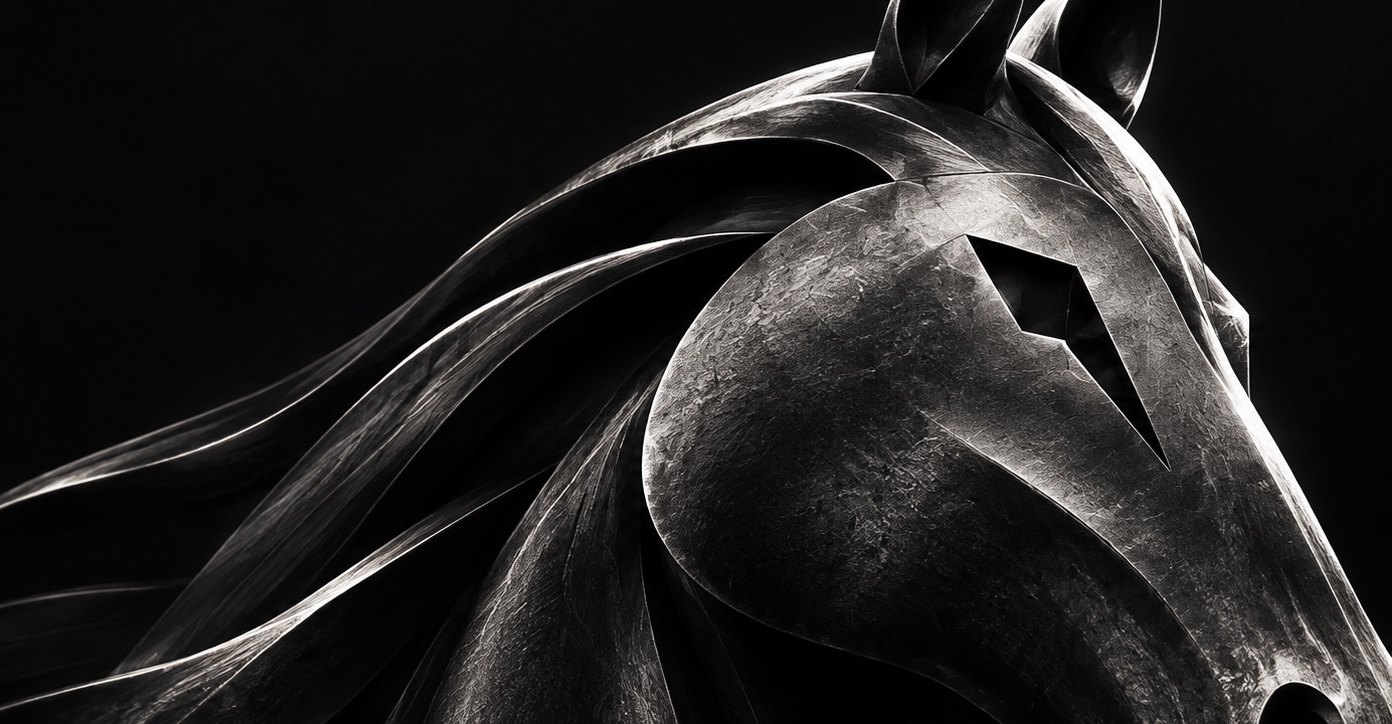 AQUEO’s sculpted silver horse; its eye is the AQUEO symbol